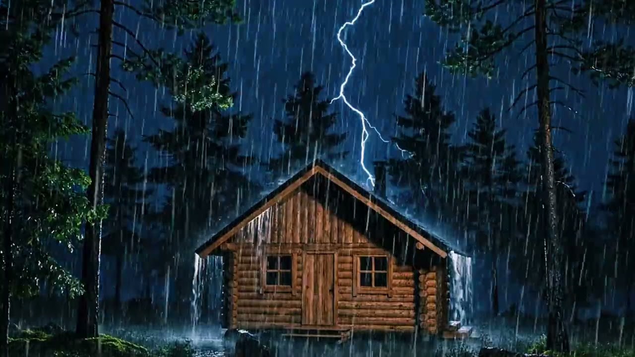 Nighttime Heavy Rain on a Tin Roof – Calm and Restful Ambience