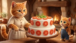 Ginger & Tiny Make a Tomato Cream Cake 🍅🍰 | Cozy Cat ASMR screenshot 5