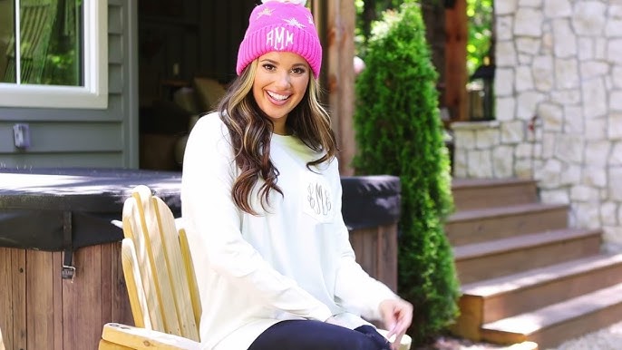 Monogrammed Beanie with Faux Fur Pom-Pom - Marleylilly