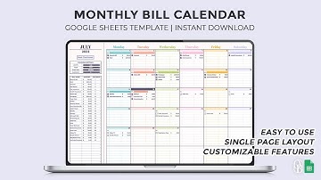 Monthly Bill Calendar - Smart Calendar - Google Sheets Template