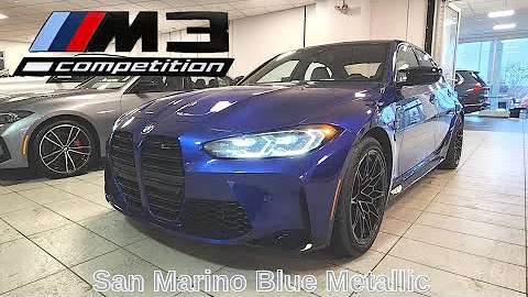 NEW ARRIVAL!  2023 BMW M3 Competition Individual San Marino Blue Metallic on Silverstone