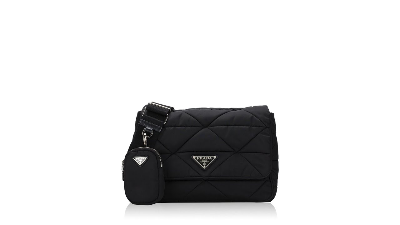 Prada 1BD290 Re Nylon Quilted Padded Multipochette Shoulder Bag 
