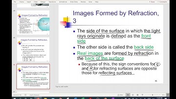 Lecture: Images formed by Refraction