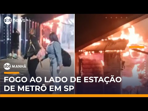 Video sp-incendio-atinge-banca-na-estacao-santana-do-metro-sbt-manha