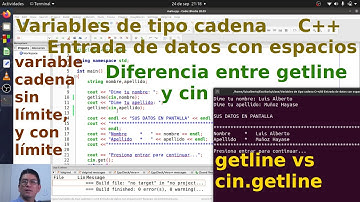Variables de tipo cadena - Entrada de datos con espacios; en lenguaje C++