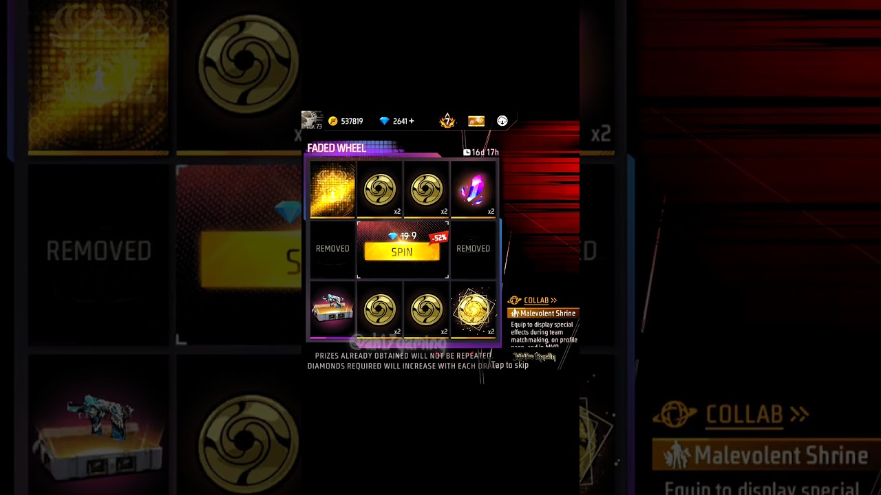 NEW MALEVOLENT SHRINE ARRIVAL ANIMATION FREE FIRE 🔥| NEW FADED WHEEL ONE SPIN TRICK | FF NEW EVENT