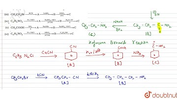 Give the structures of A, B and C in the following reactions: (i) `CH_(3)CH_(2)Ioverset(NaCH)rar...