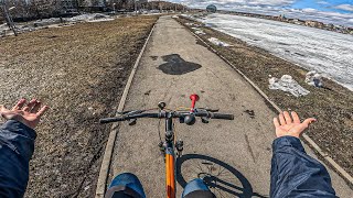 POV: Thrilling Bike Ride Through the City Streets!