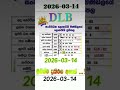 DLB LOTTERY RESULT 2026 3 14