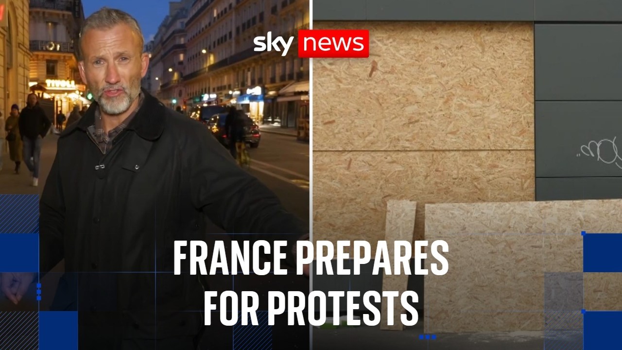 Security forces prepare for protests in France as shops are boarded up