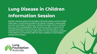 Lung Disease in Children Information Session