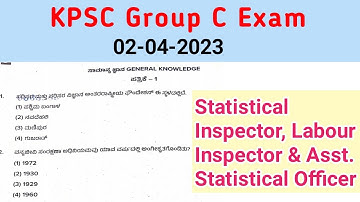 Group-C Question Paper -1 (Part-1) |  02-04-2023 | Statistics & Labour Inspectors