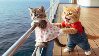 Download Lagu 🐱🚢 From Home to Adventure: Two Kitten Siblings Enjoy a Dream Cruise with Mama \u0026 Papa Cat 💖✨ MP3