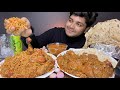 Spicy  punjabi chicken biryani with kadhai chicken and butter naan  eating show  mukbang  asmr