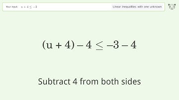 Solving Linear Inequalities: u+4 is Smaller Than or Equal to -3