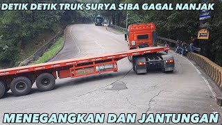 DETIK DETIK MENEGANGKAN TRUK TRAILER SIBA SURYA WAW GAGAL NANJAK DI SITINJAU LAUIK,BIKIN MACET PARAH