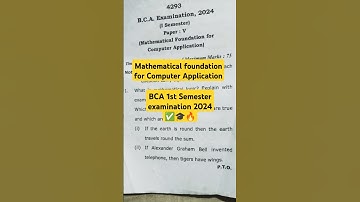 Mathematical foundation for Computer Application || BCA 1st Semester question paper 2024🎓🔥✅ || #bca