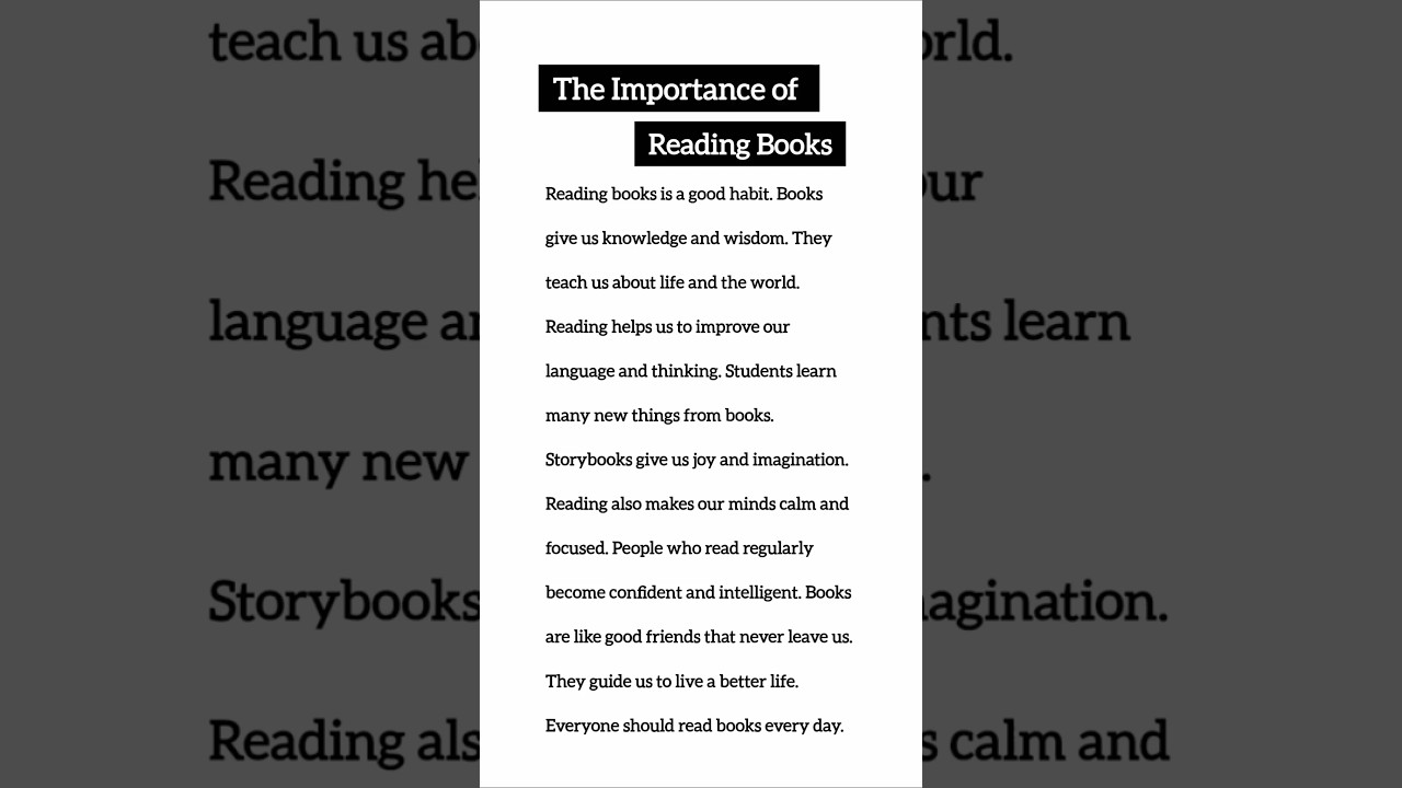 The Importance of Reading Books | English Essay 