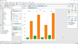 Multiple measures on same axis in Tableau