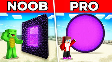JJ And Mikey NOOB vs PRO ROUND vs NORMAL NETHER PORTAL in Minecraft Maizen