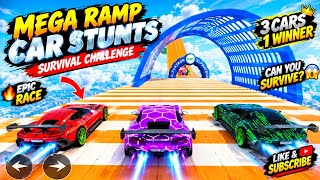 3 Cars vs Mega Ramp 😱 | Extreme Car Stunts & Survival Challenge! screenshot 5