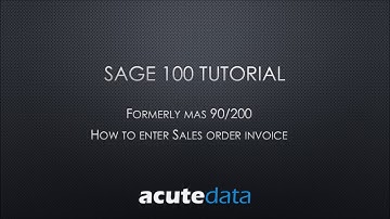 Sage 100 - How to enter Sales Order Invoice