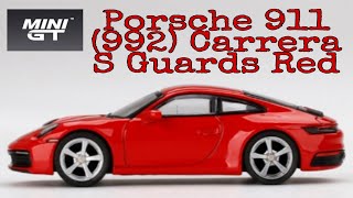 MINI GT Porsche 911 (992) Carrera S Guards Red / No. 283 Unboxing