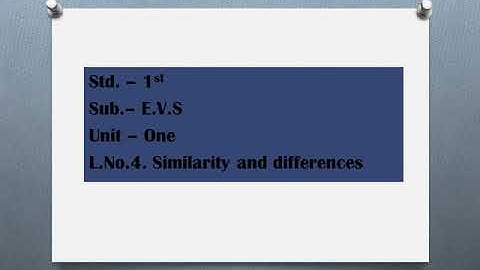 Std: I: Evs: Unit 1: chp 4: Similarities and differences