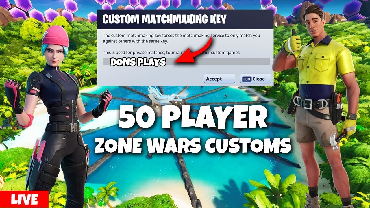 🔴 Fortnite Hosting 50 Player Zone Wars Creative Customs || Code ...