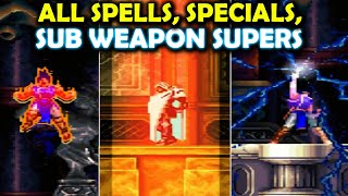 Castlevania SOTN (1997) - All Alucard Spells, All Richter Specials & Sub Weapon Super Attacks