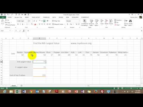 Find Nth Largest Value in Excel Hindi