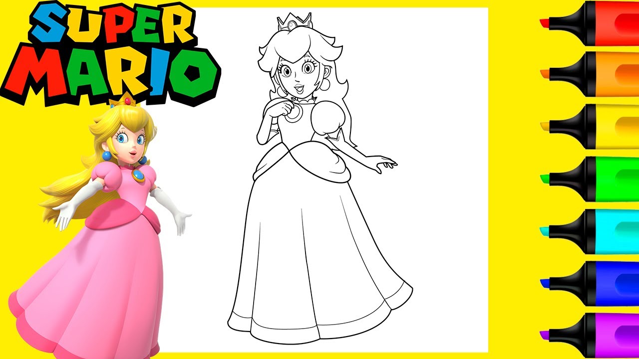 super mario princess peach coloring pages