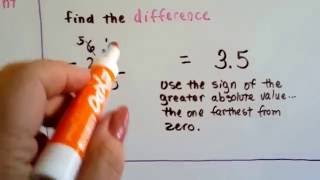 Grade 7 Math #3.2b, Adding rational numbers with different signs