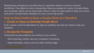 How to Save a Google Sheet as a Template for Daily Reuse