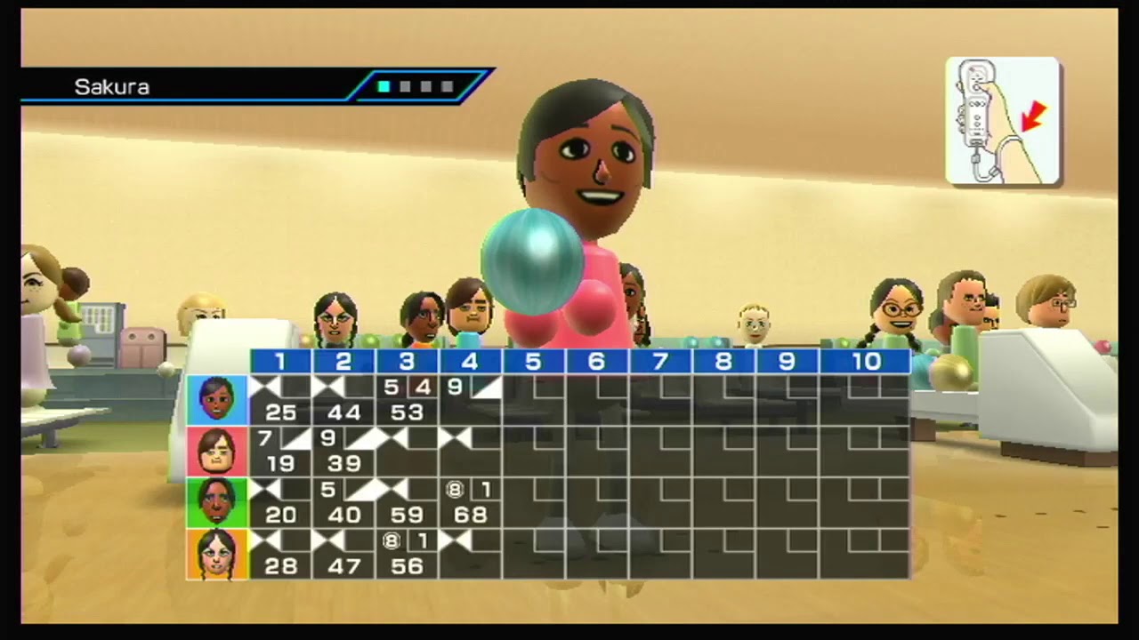 Wii Sports Bowling - Sakura Vs. Hiromi Vs. George Vs. Eva