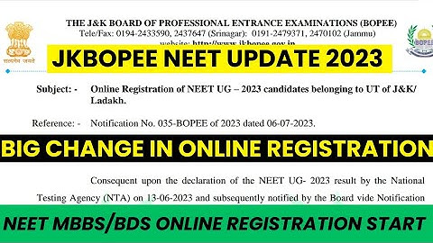jkbopee neet update 2023|Big change in online registration 2023|j&k ladakh neet online registration