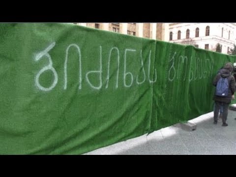 “ბიძინას ბოსტანი“, „ეზოში ავი ქოცია“,  - წარწერები პარლამენტის წინ აღმართულ  მწვანე ღობეზე