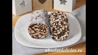 Vegan chocolate biscuit salami | Salam de biscuiti cu ciocolata, reteta de post