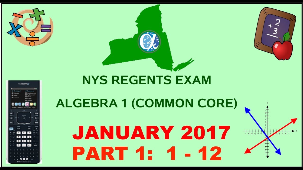 NYS Algebra 1 [Common Core] January 2017 Regents Exam || Part 1 #'s 1