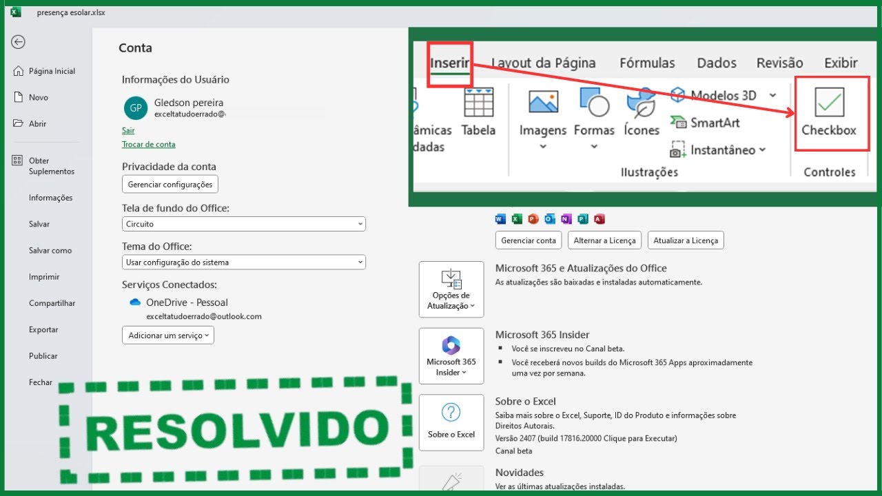 Como Habilitar Checkbox no Excel - RESOLVIDO ! Como Habilitar Checkbox no Excel - RESOLVIDO !