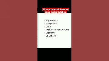 Bihar polytechnic Entrance Exam Mahts Syllabus 2023।#shorts #polytechnic_entrance_exam #2023 #ngp