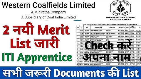 WCL Apprentice की 2 नयी Merit List 2022, WCL ITI Apprentice Merit List 2022, WCL Apprentice DV Date