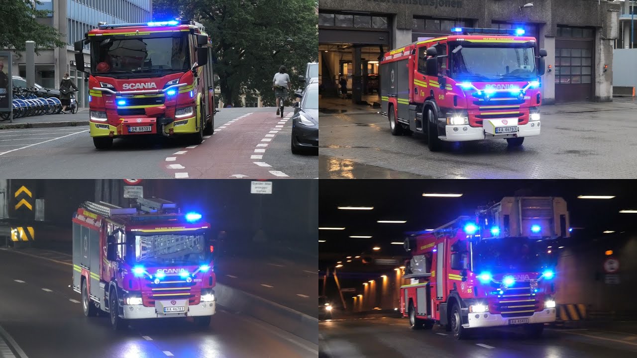 Fire Department and Police responding 3 in centre of Oslo Norway