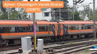 Ajmer - Chandigarh Vande Bharat (20977) departing Ambala Cantt #VandeBharat #railways 