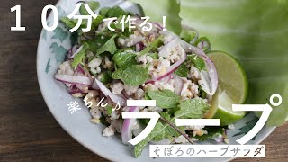 １０分で作る！ラープ（そぼろのハーブサラダ）