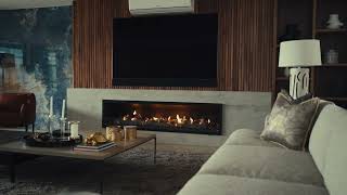 Linear with Logs Gas Fireplace from Firescience Architectural Fireplace Designs