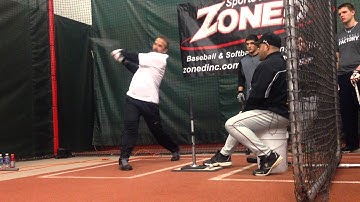Kevin Long Hitting off the Tee at Zoned Sports Academy