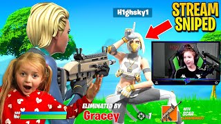 My 5 YEAR OLD SISTER Stream Sniped ME in FORTNITE!! *I LOST*