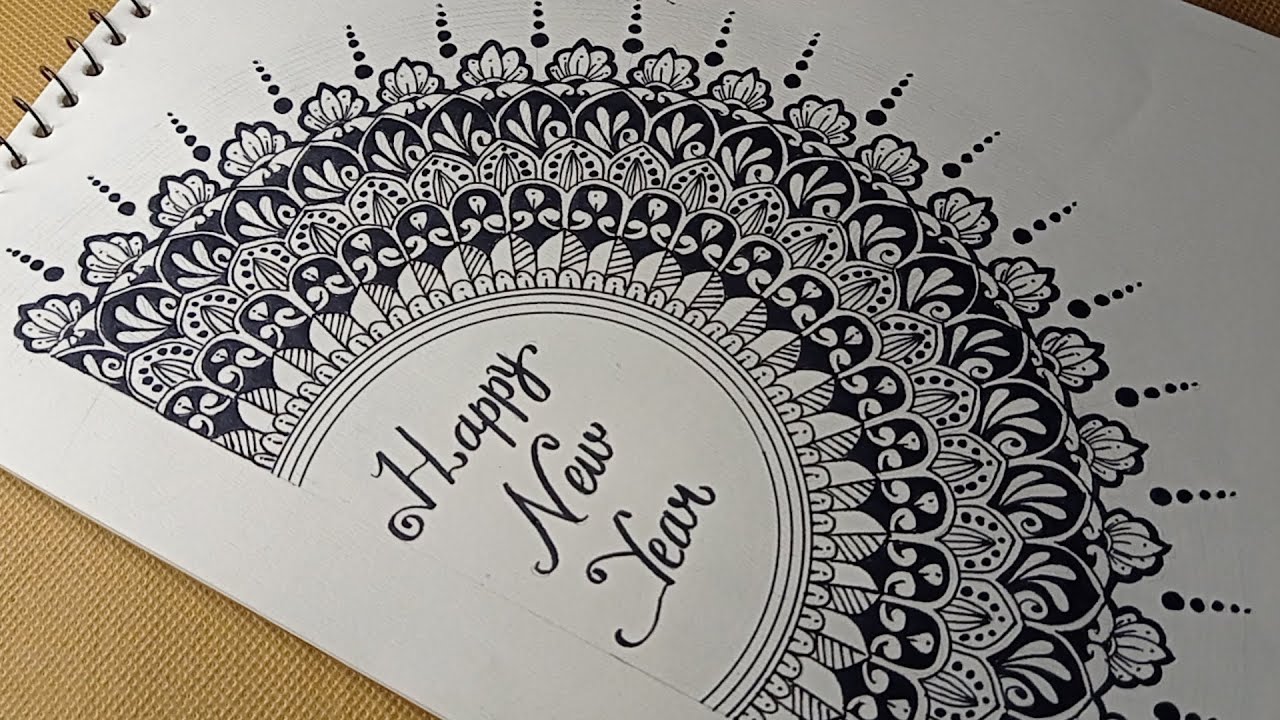 Satisfying Mandala Art for New Year 🎊 | Happy New Year Mandala Art Tutorial | Relaxing Art