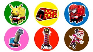Spin Wheel Kereta Pikachu,Train Eater,Kereta Spiderman,Kereta Thomas Lipan,Lighthouse Head,Caine